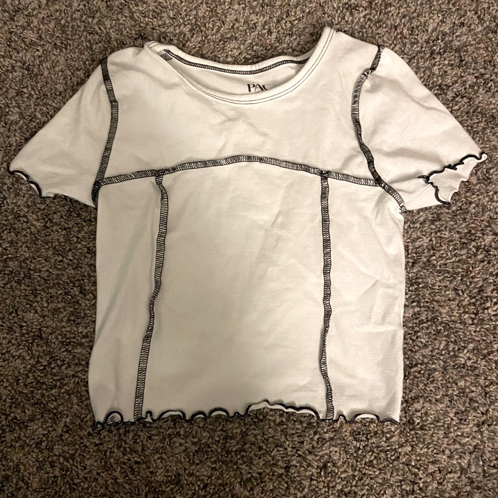 PacSun Black and White Stitching Detail Womens Short Sleeve Top